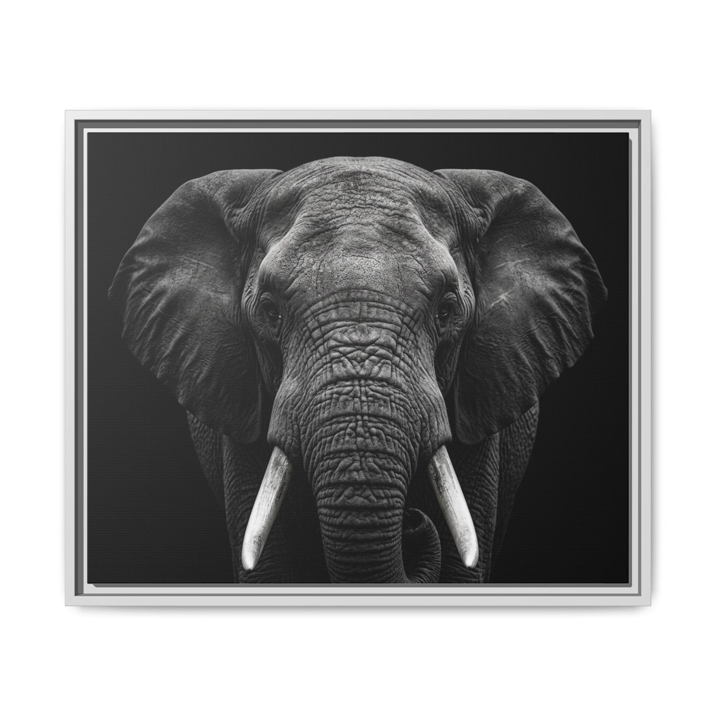 Framed Canvas Print — Elephant In Black