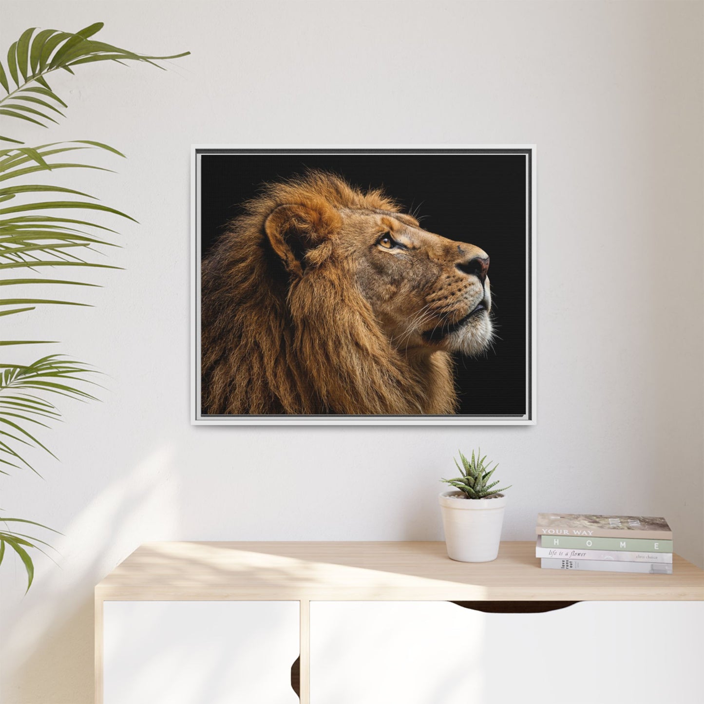 Framed Canvas Print — Lion In Colour