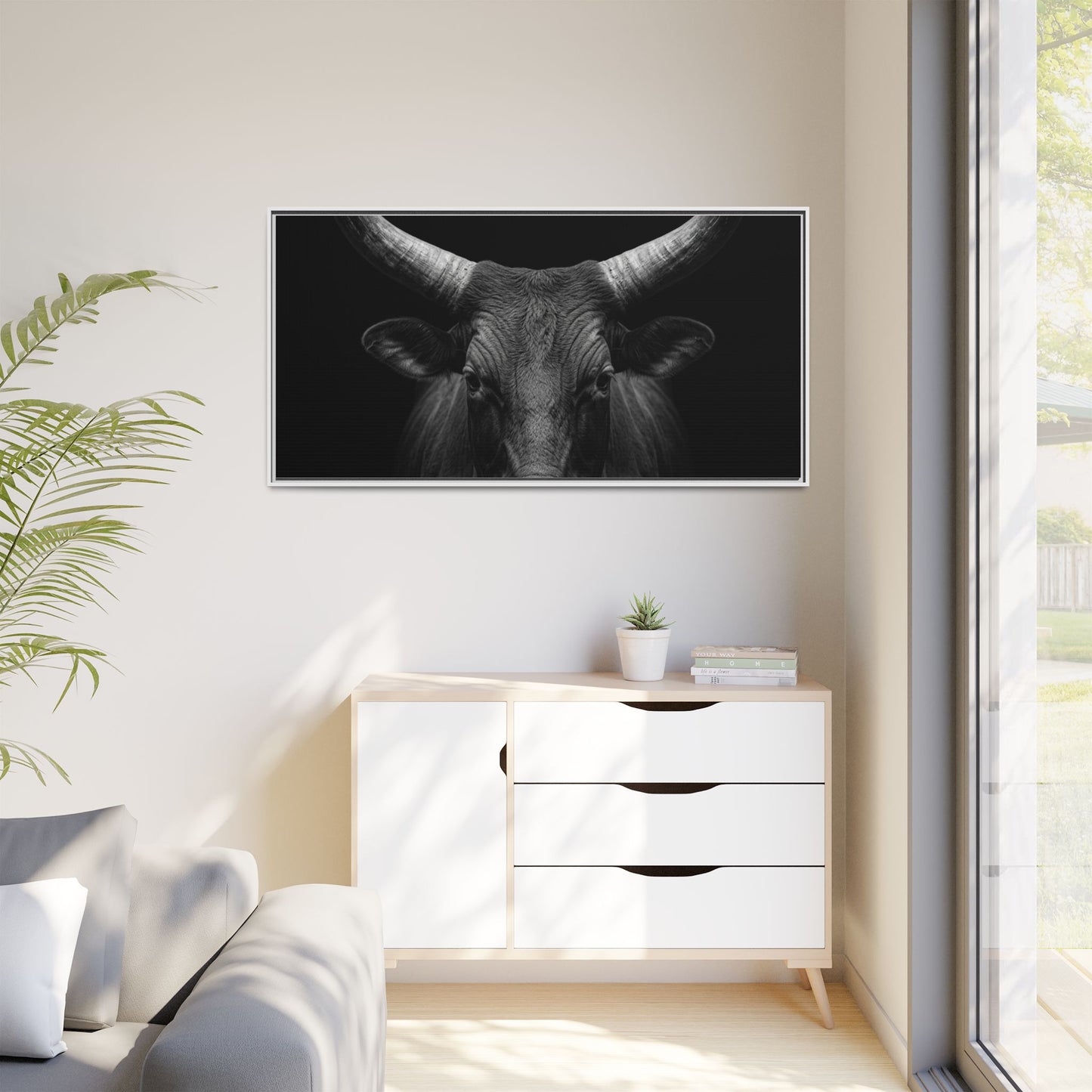 Framed Canvas Print — Ankole Cow In Black