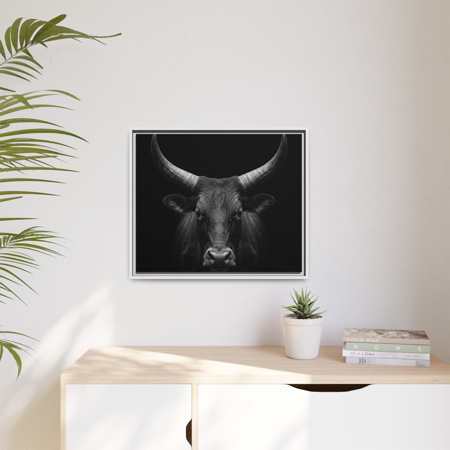 Framed Canvas Print — Ankole Cow In Black