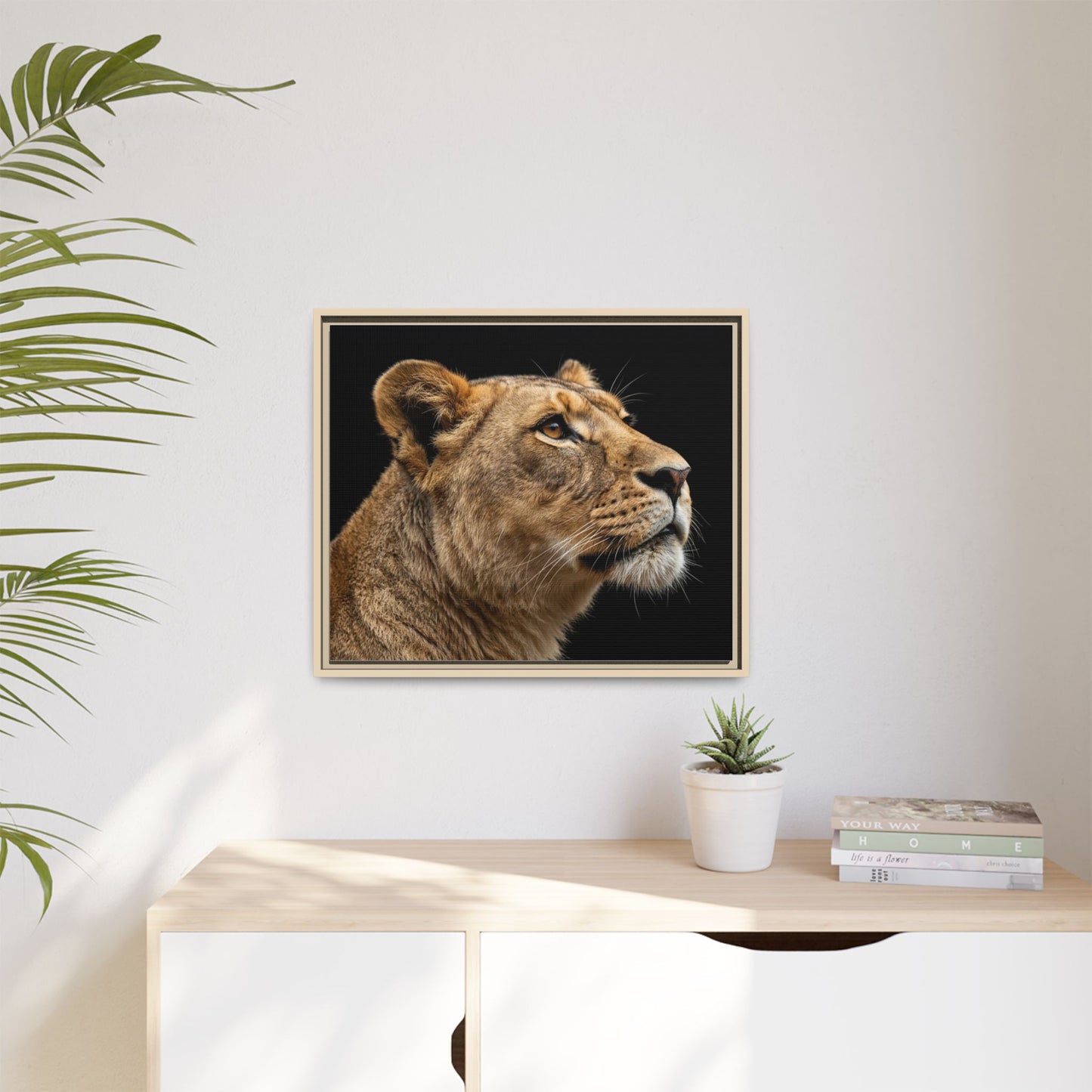 Framed Canvas Print — Lioness In Colour