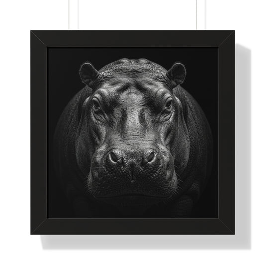 Framed Art Print – Hippopotamus In Black
