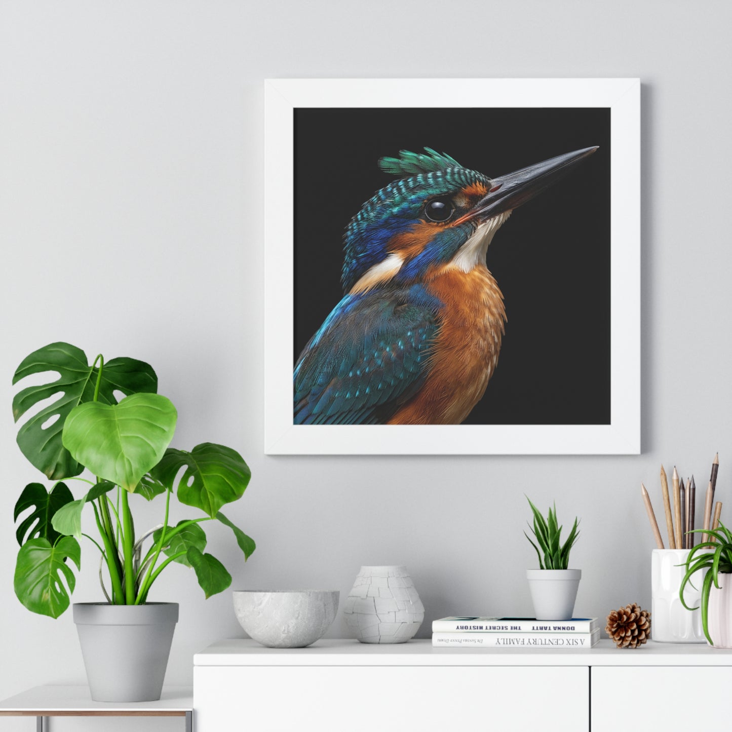 Framed Art Print – Malachite Kingfisher In Colour