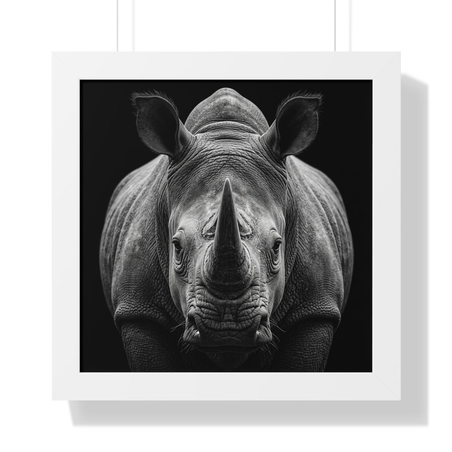 Framed Art Print –  Rhinoceros In Black