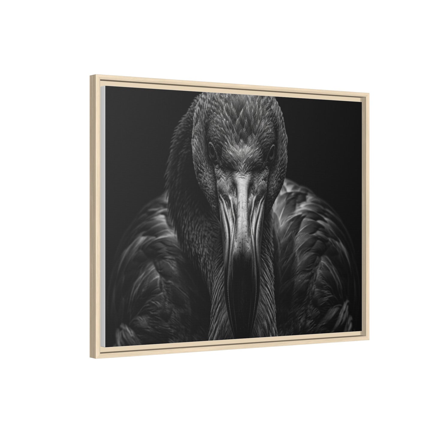 Framed Canvas Print — Flamingo In Black