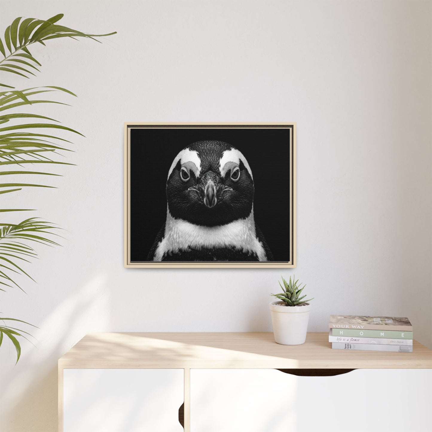 Framed Canvas Print — Afrikan Penguin In Black