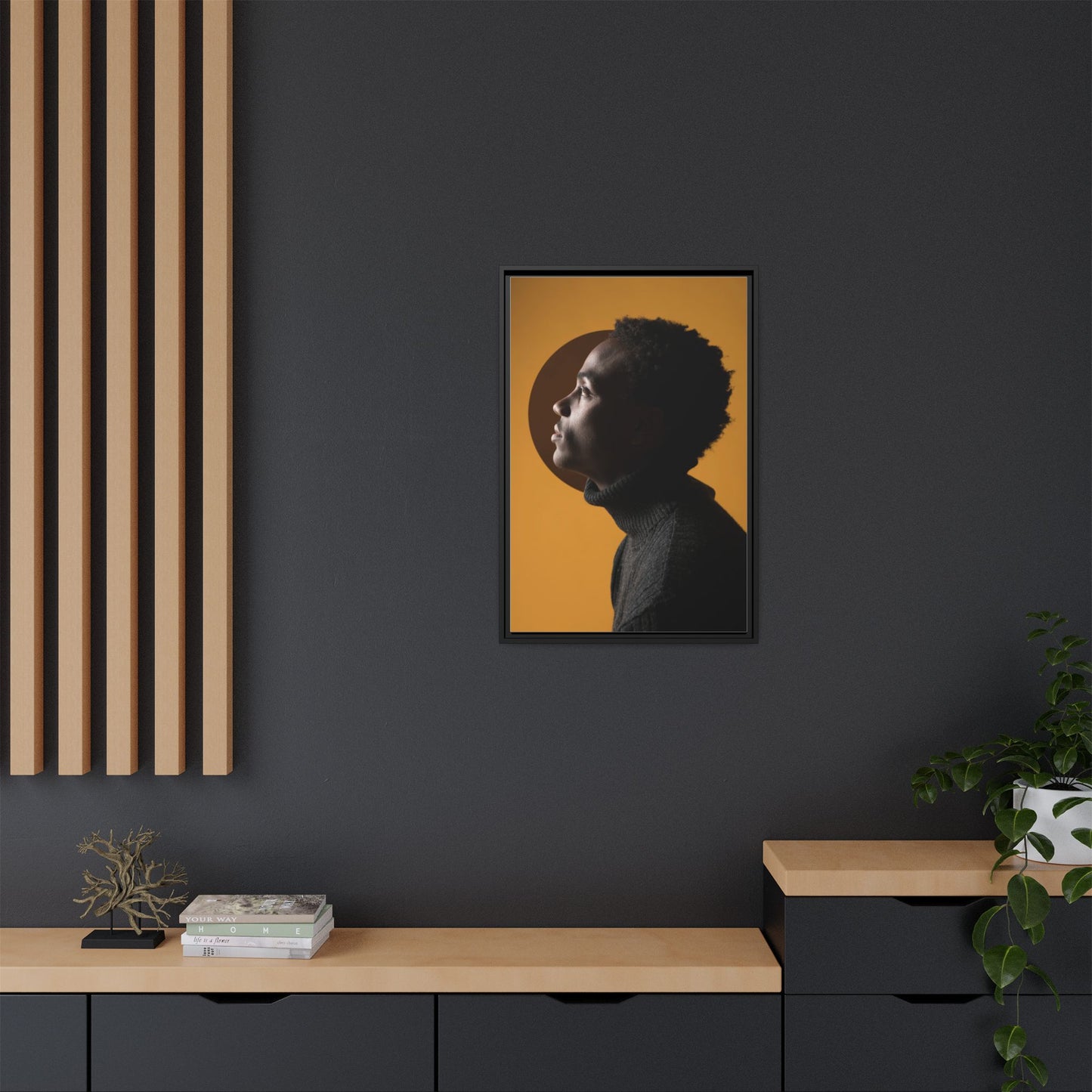 Framed Canvas Print — Profile of Young Man