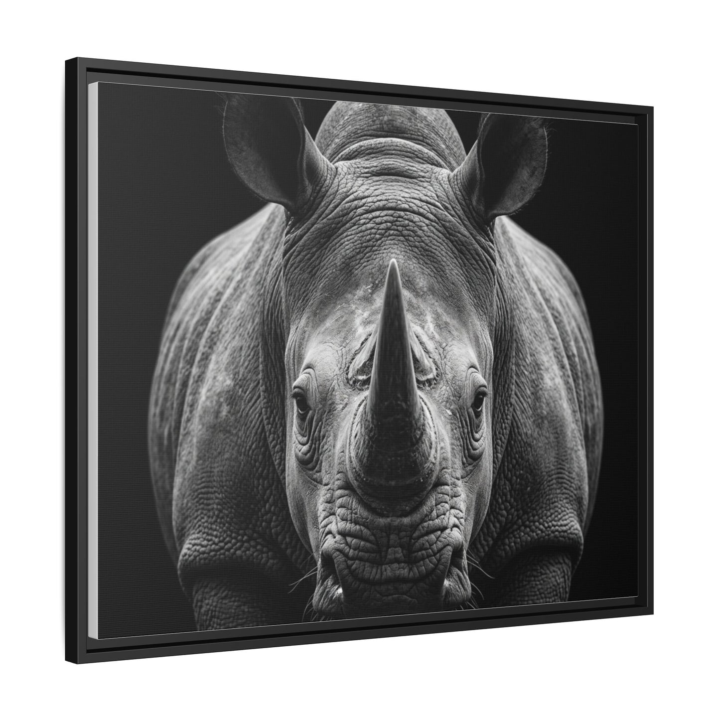 Framed Canvas Print — Rhinoceros In Black