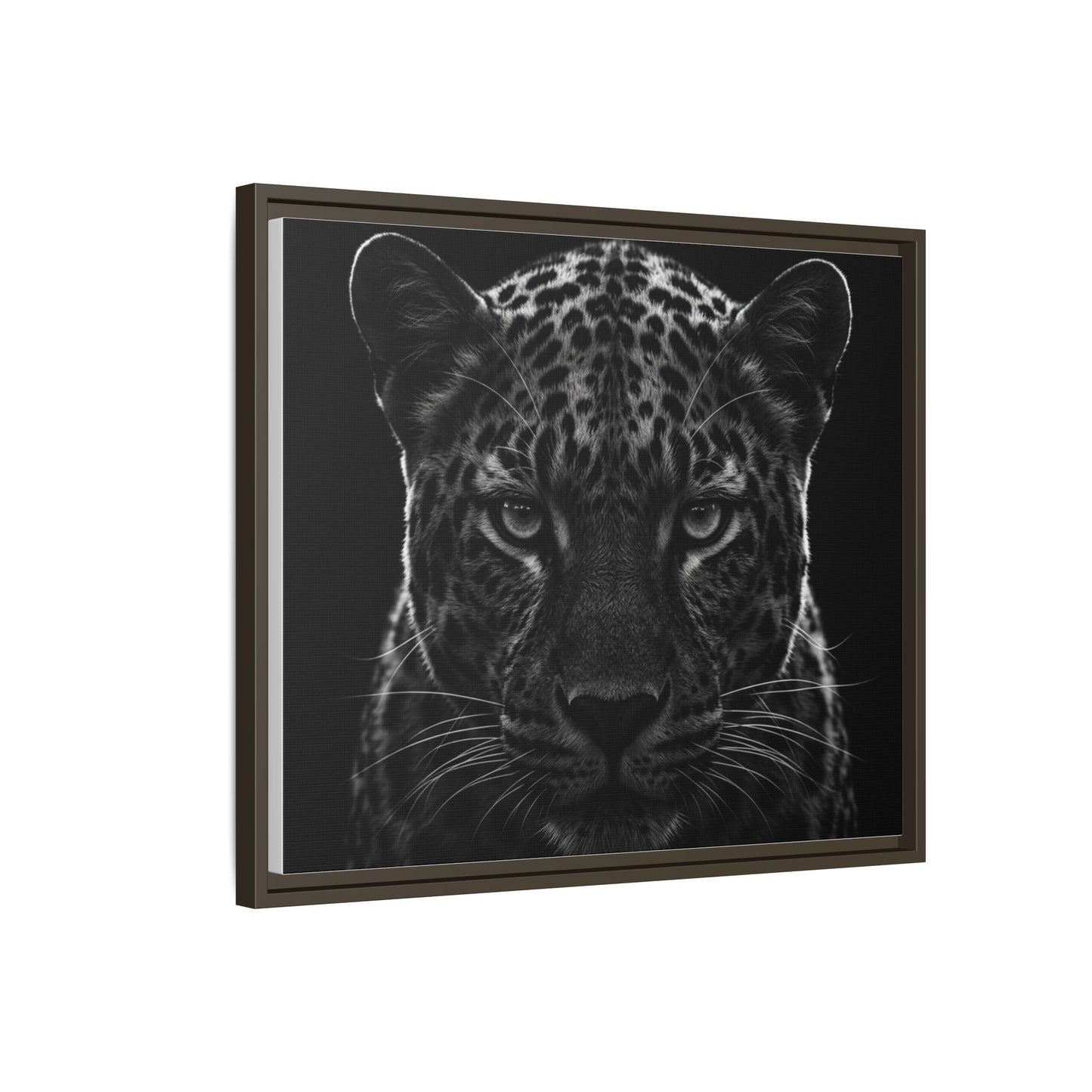 Framed Canvas Print — Leopard In Black