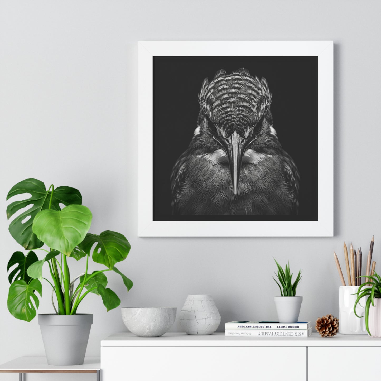 Framed Art Print – Malachite Kingfisher In Black