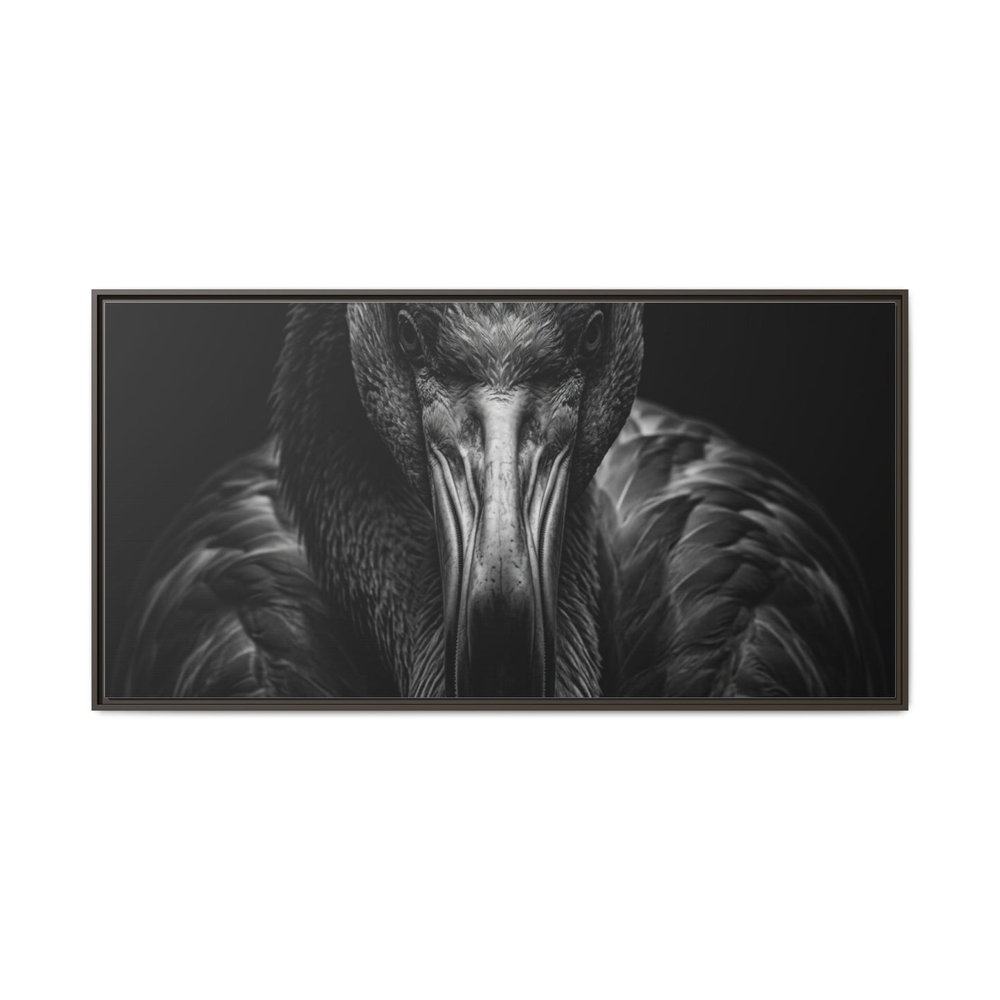 Framed Canvas Print — Flamingo In Black