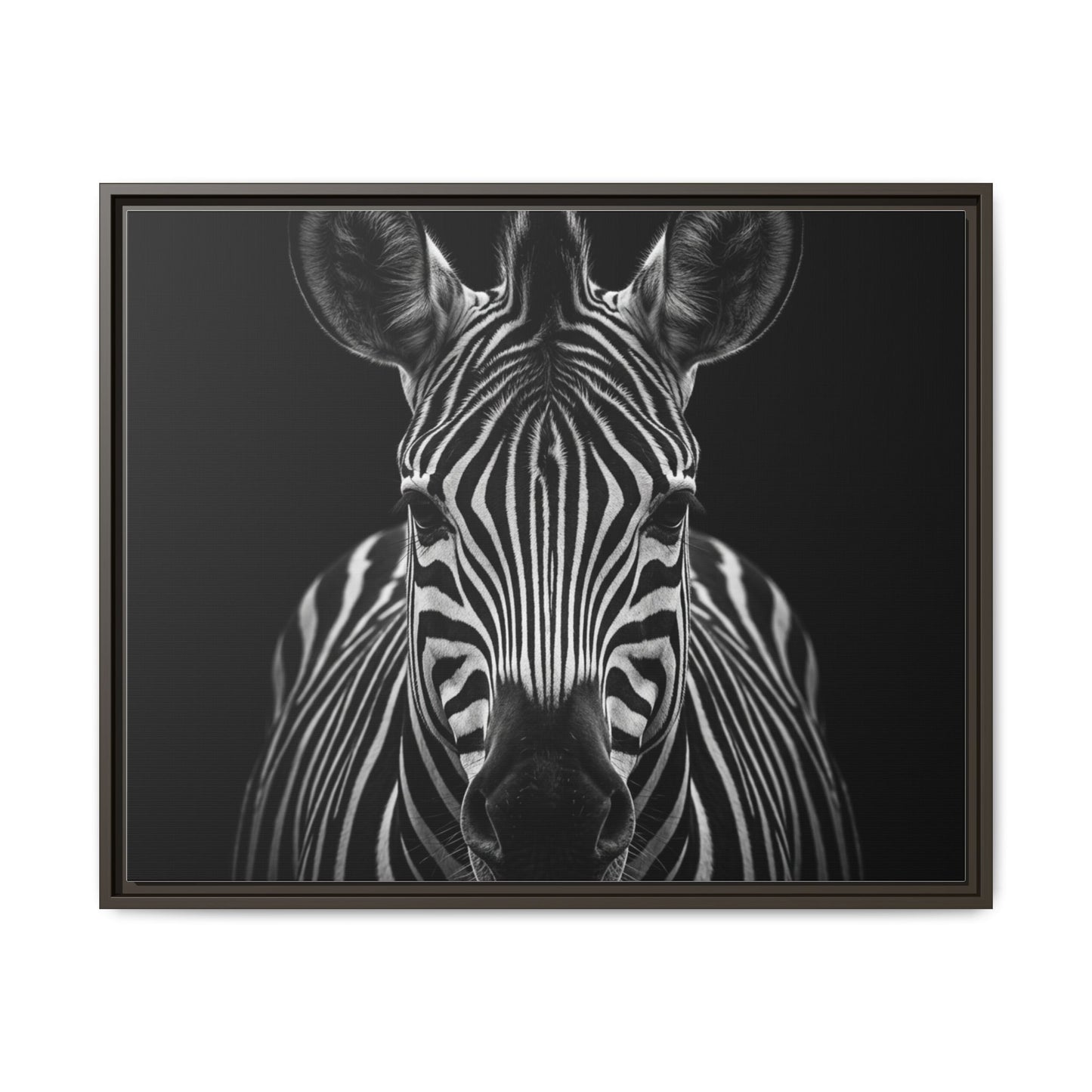 Framed Canvas Print — Zebra In Black