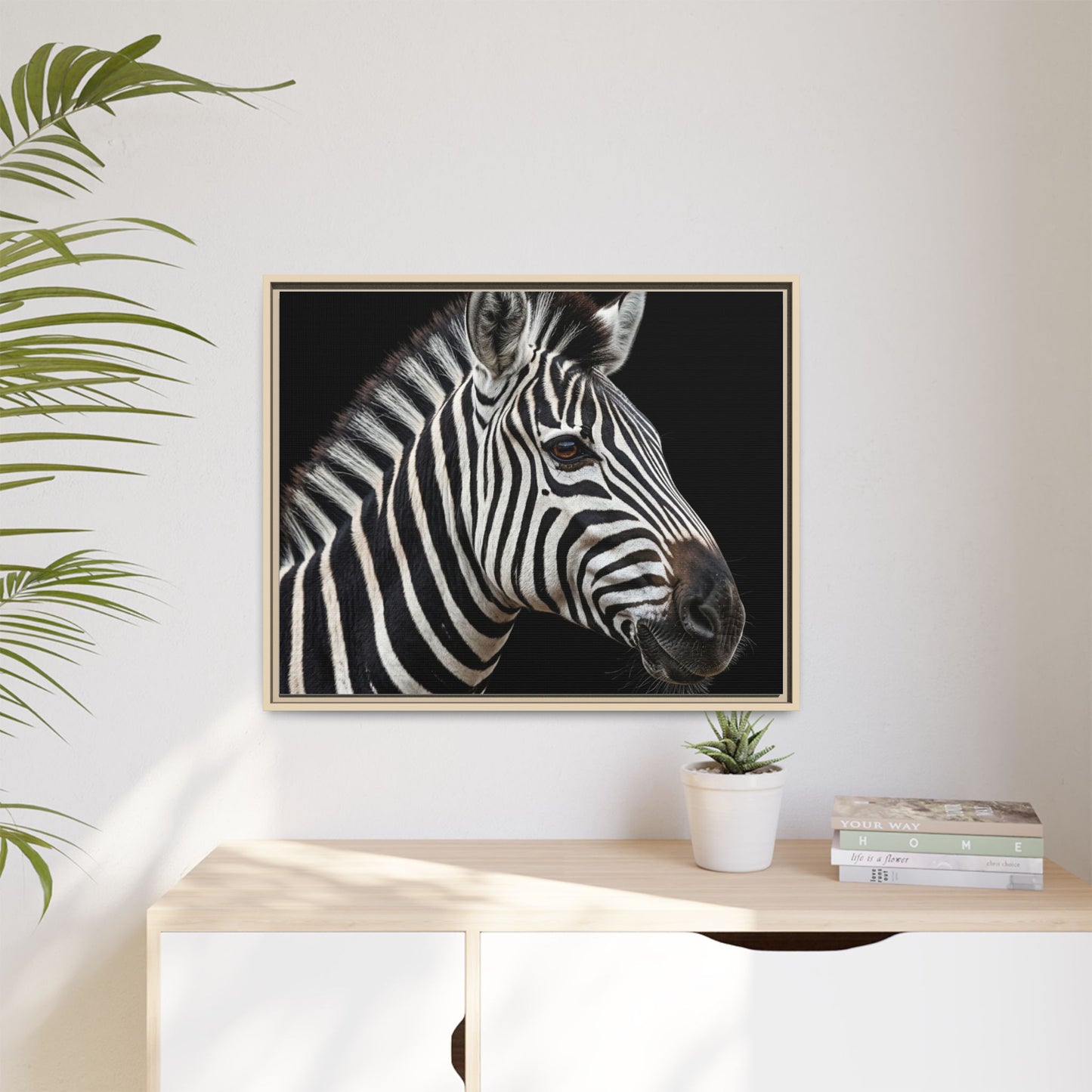 Framed Canvas Print — Zebra In Colour
