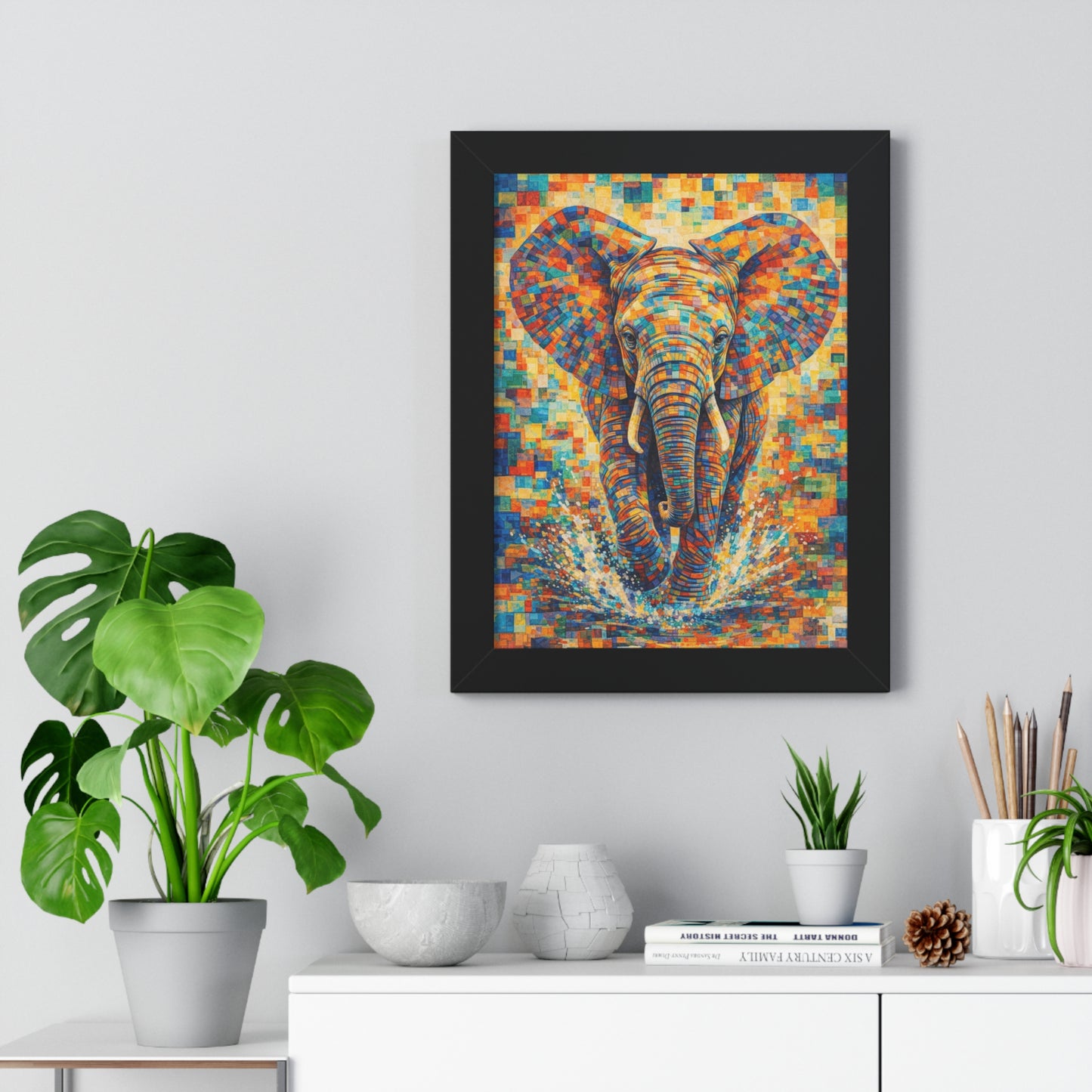 Framed Print — Elephant Cubism
