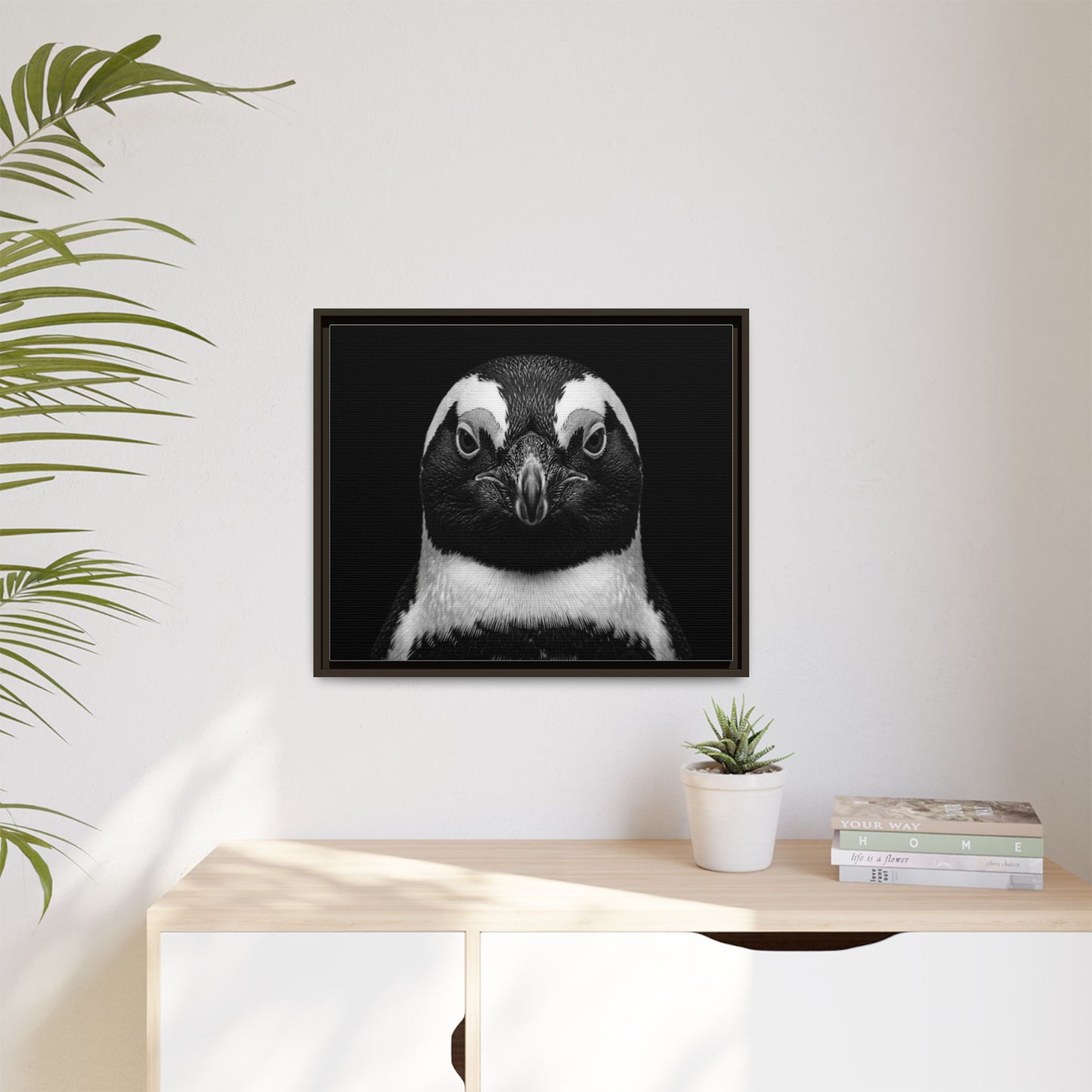 Framed Canvas Print — Afrikan Penguin In Black