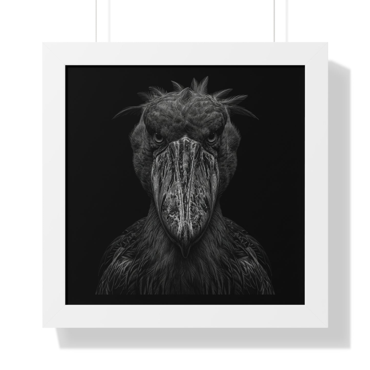 Framed Art Print – Shoebill Stork In Black