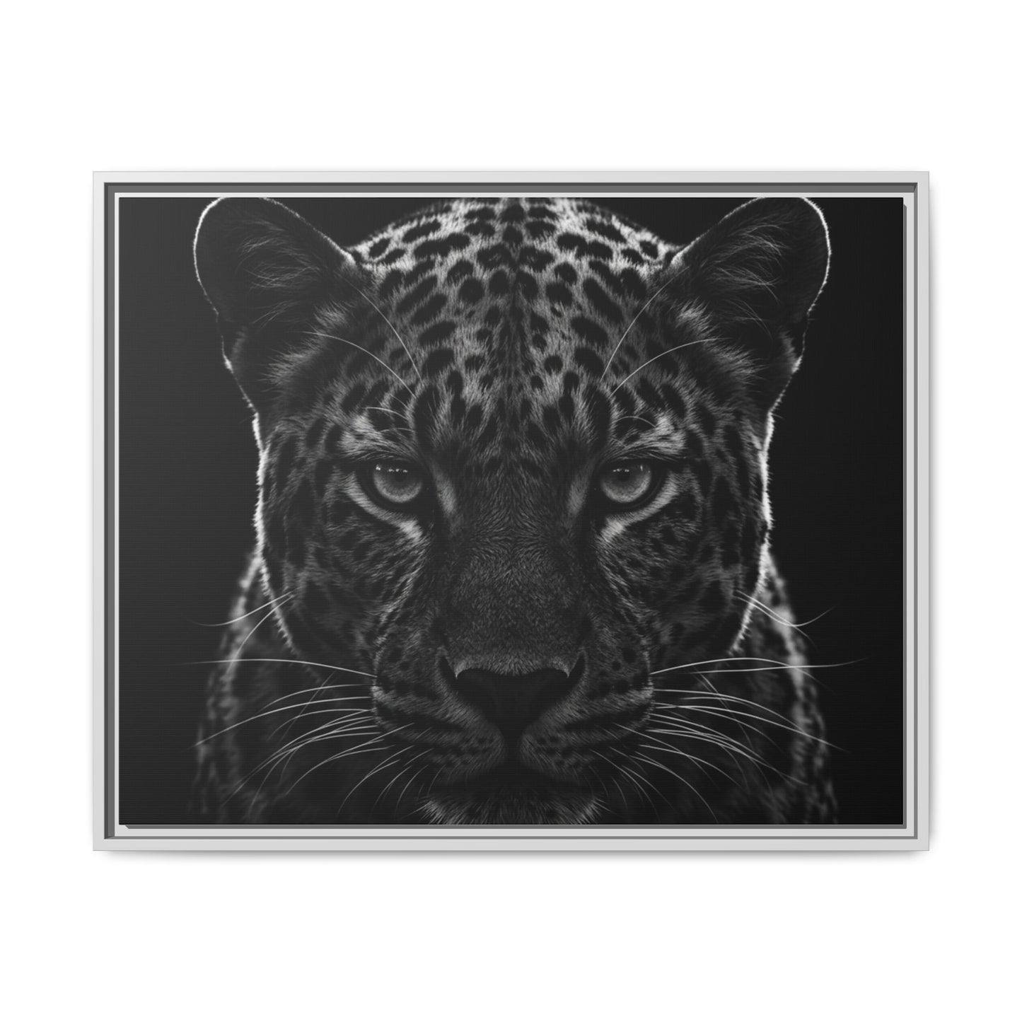 Framed Canvas Print — Leopard In Black