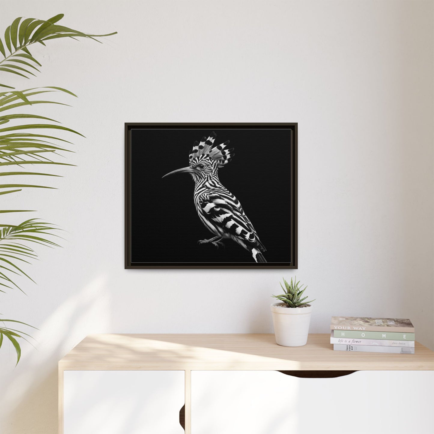 Framed Canvas Print — Afrikan Hoopoe In Black