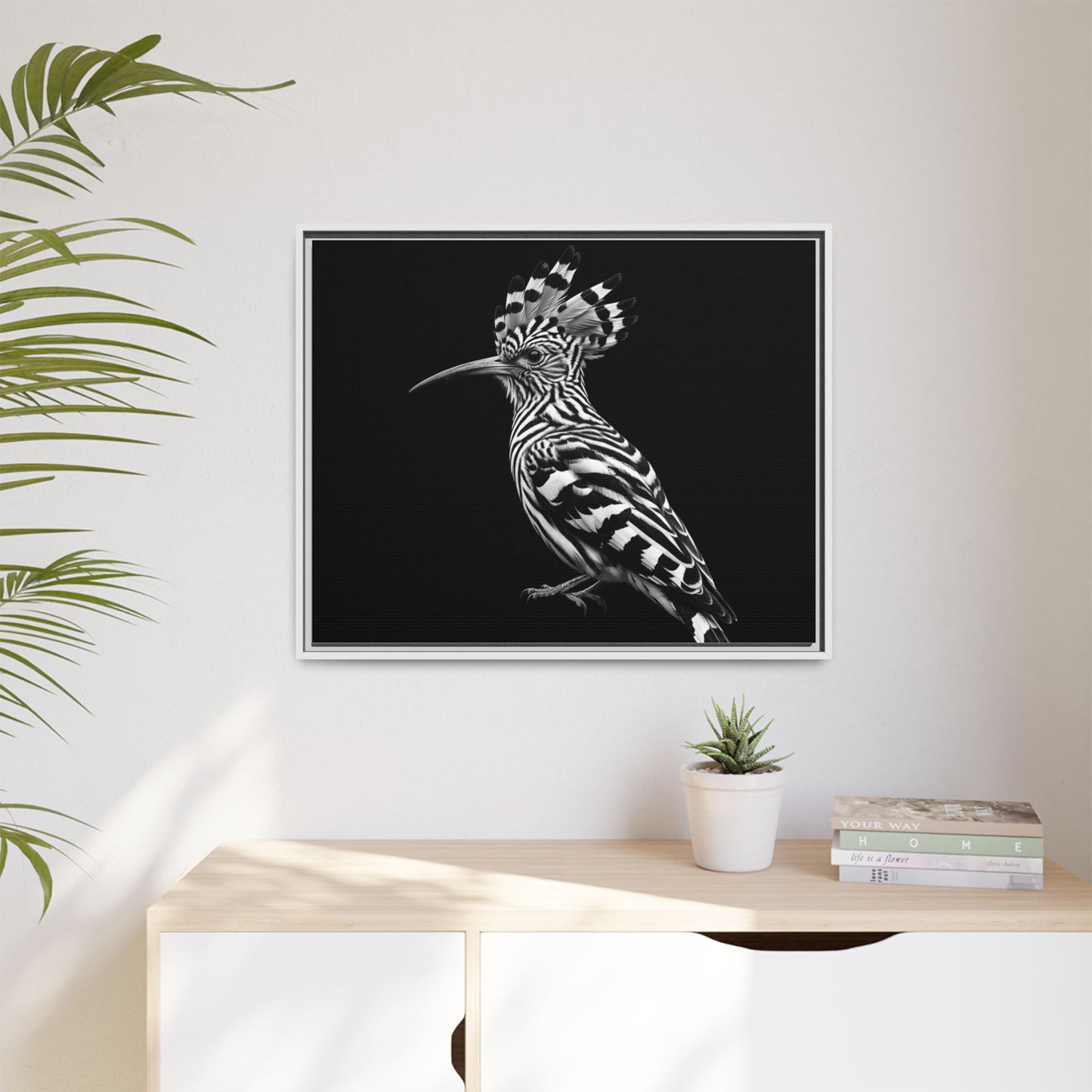 Framed Canvas Print — Afrikan Hoopoe In Black