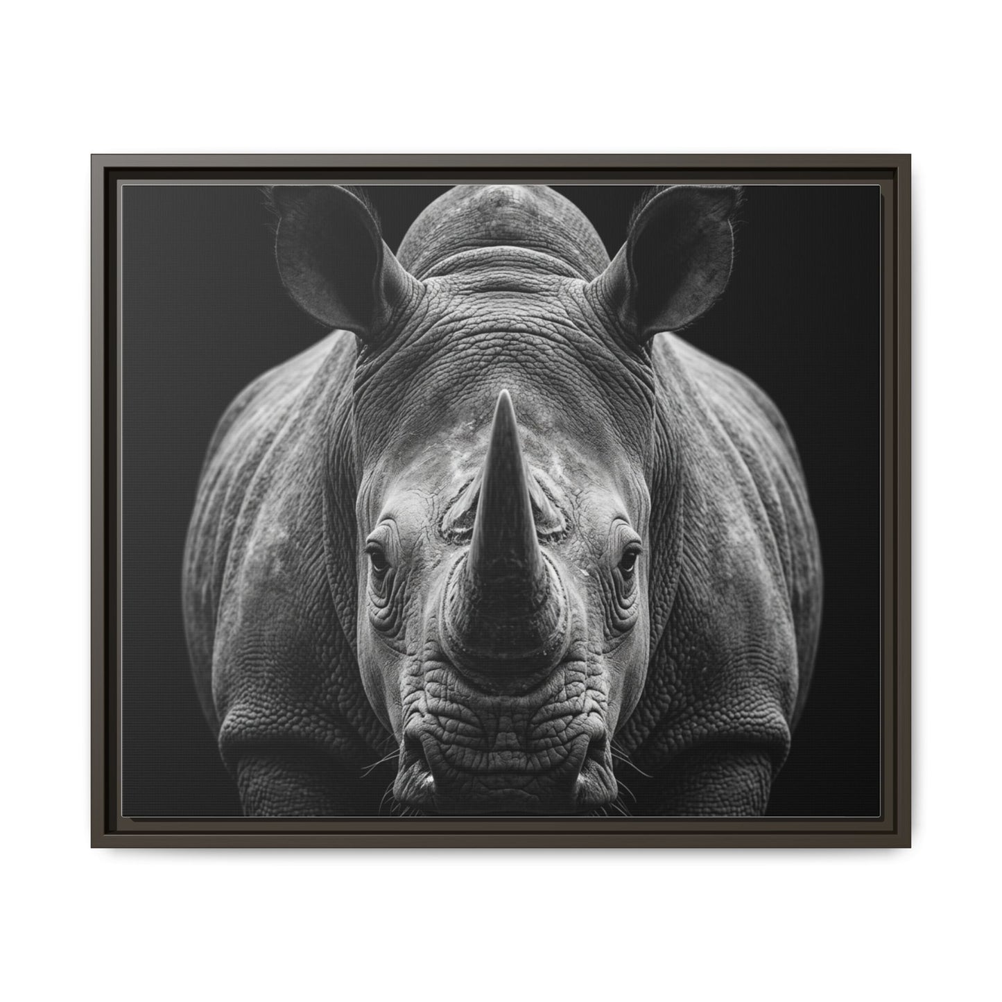 Framed Canvas Print — Rhinoceros In Black