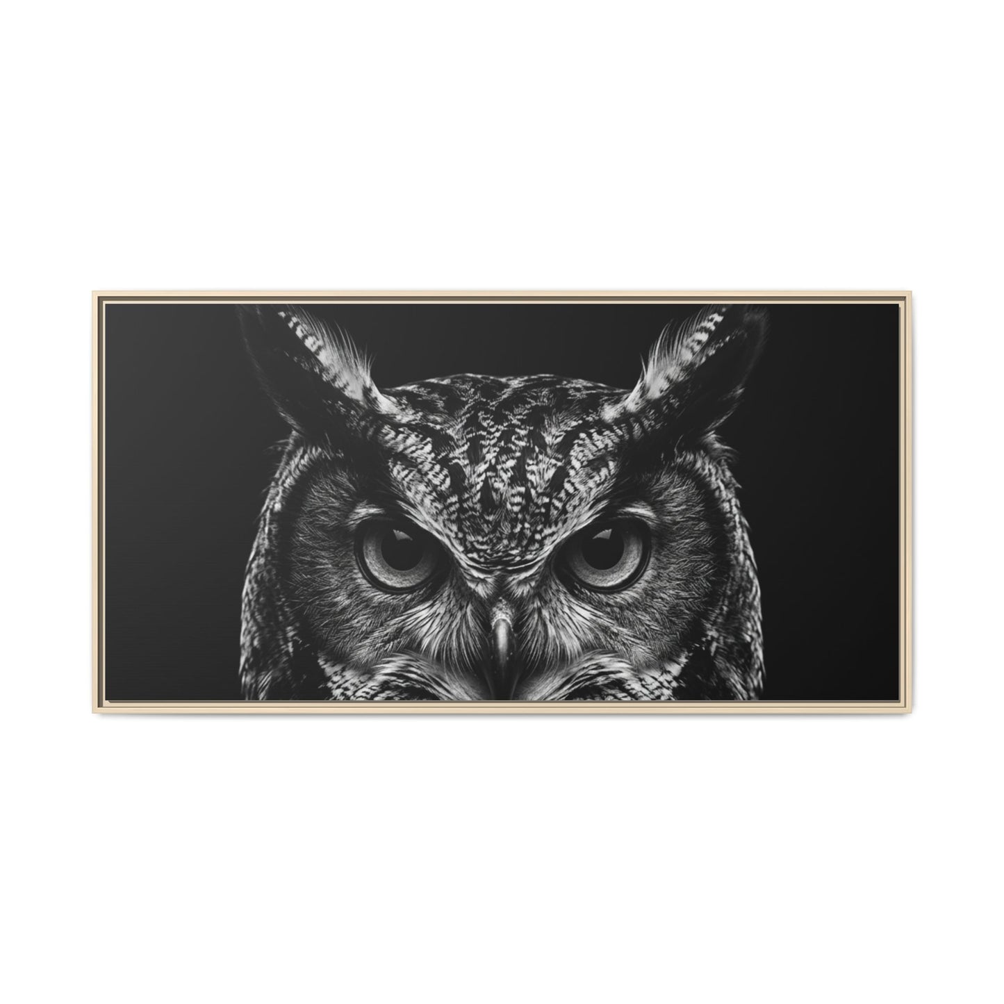 Framed Canvas Print — Scops Owl In Black