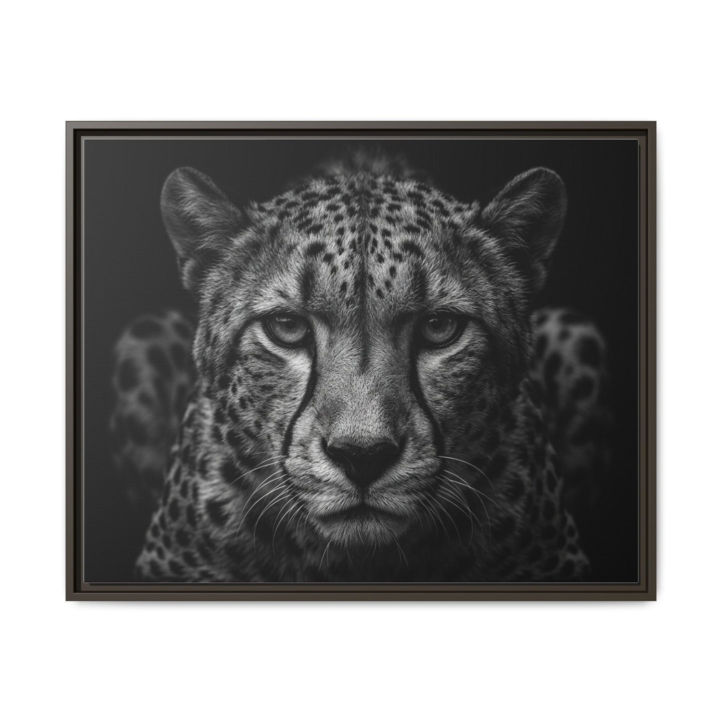 Framed Canvas Print — Cheetah In Black
