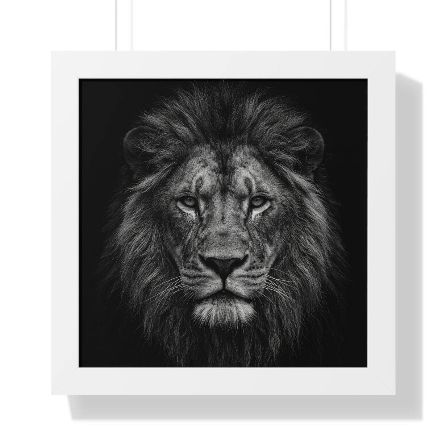 Framed Art Print – Lion In Black Portrait