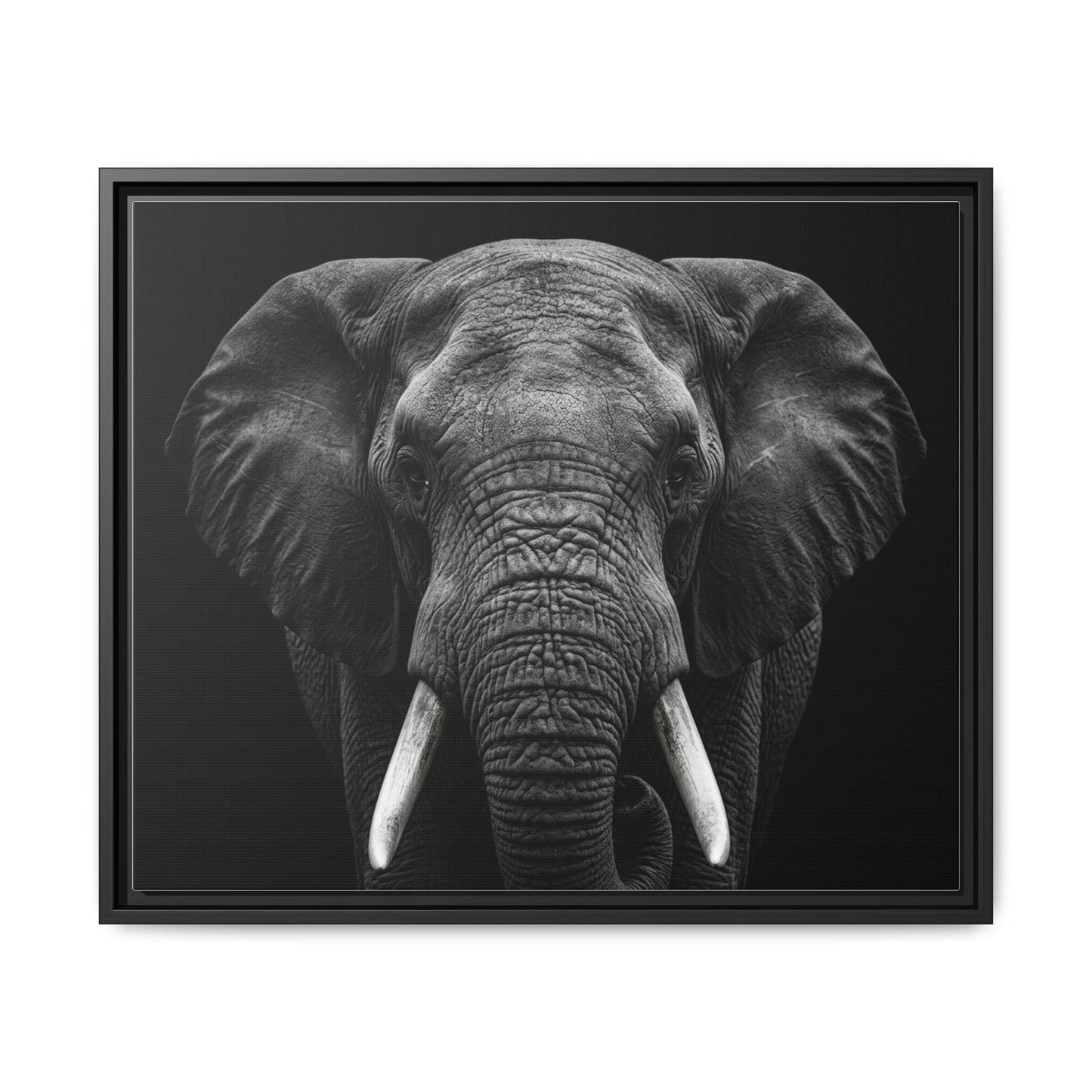 Framed Canvas Print — Elephant In Black