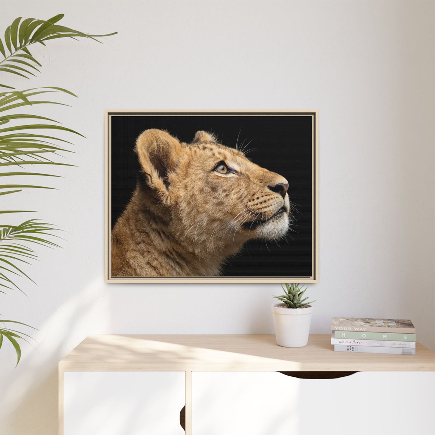 Framed Canvas Print — Lion Cub In Colour