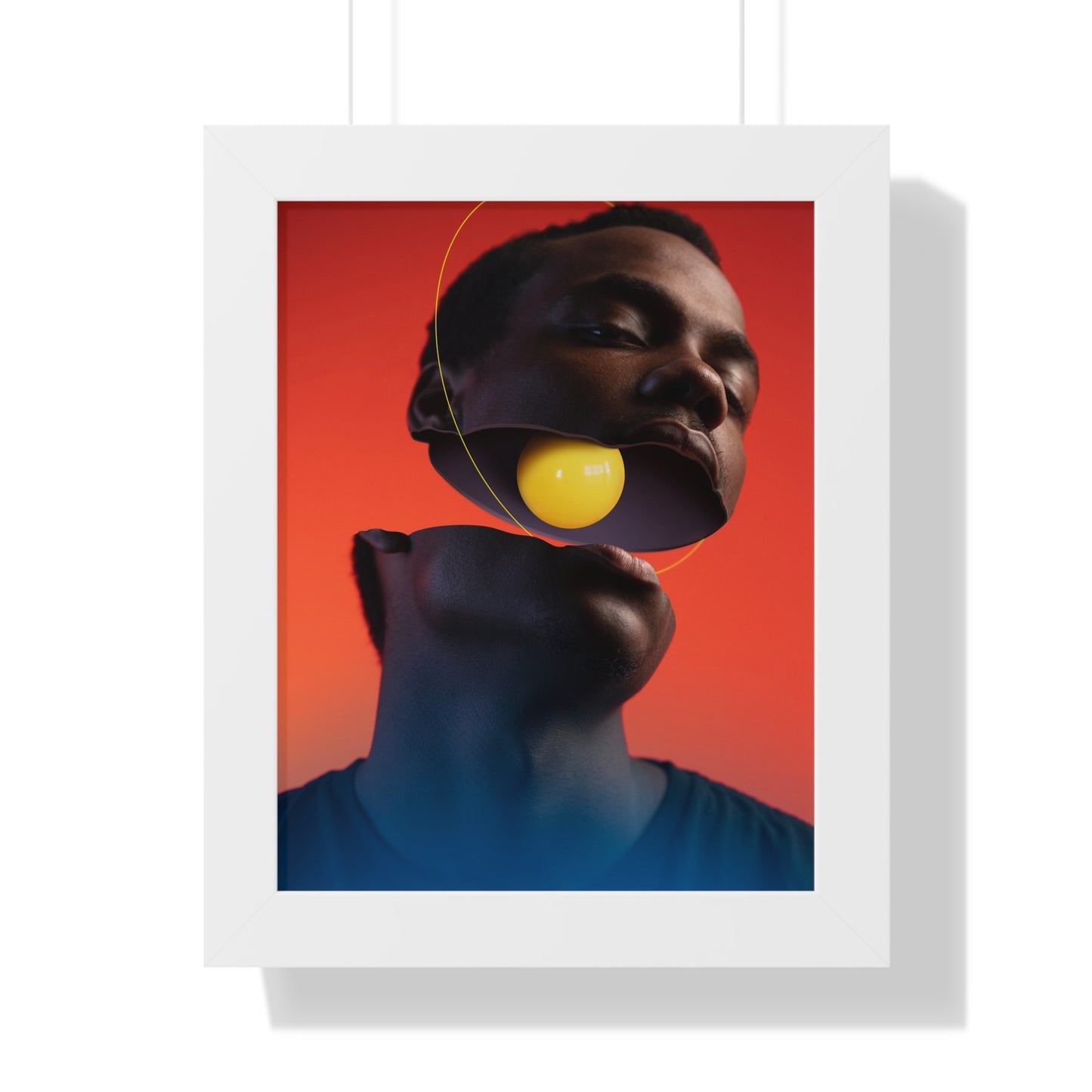 Framed Print — Floating Face with Yellow Orb
