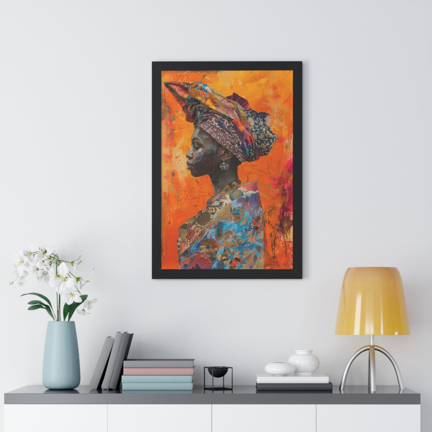 Framed Print — Woman Wearing Colourful Head Scarf