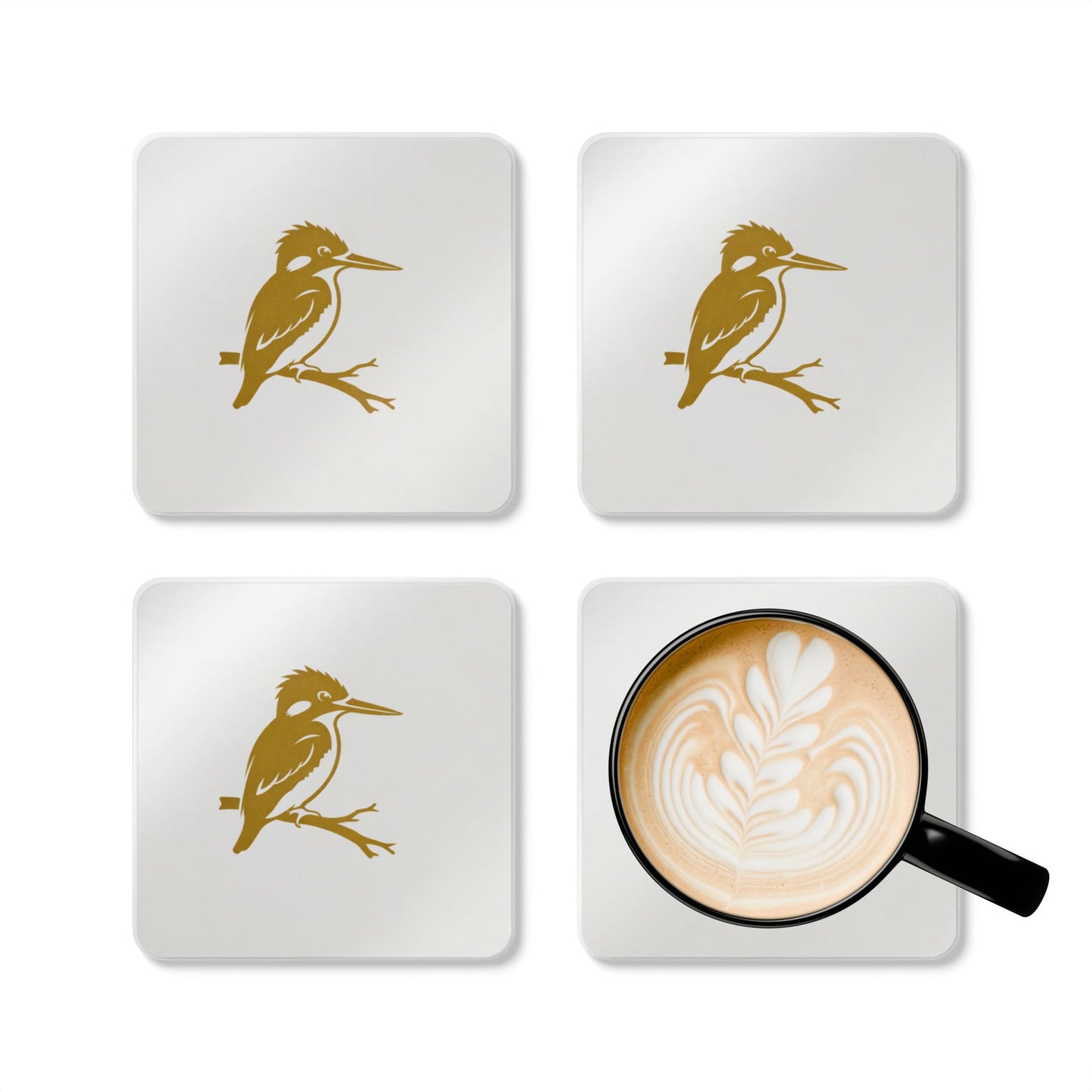 Coaster Set — Malachite Kingfisher