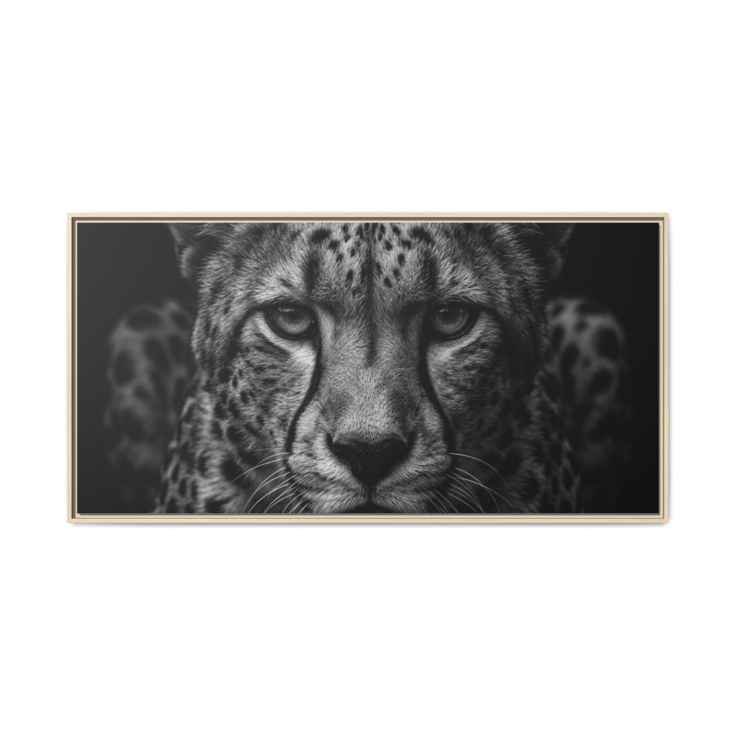 Framed Canvas Print — Cheetah In Black