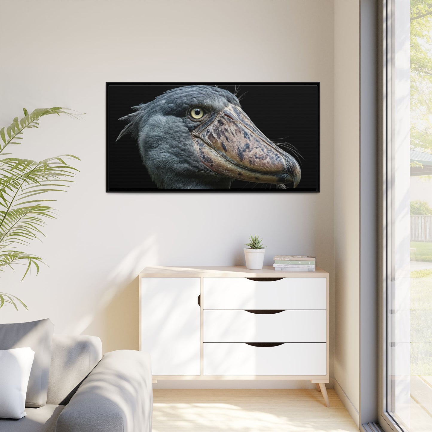 Framed Canvas Print — Shoebill Stork In Colour