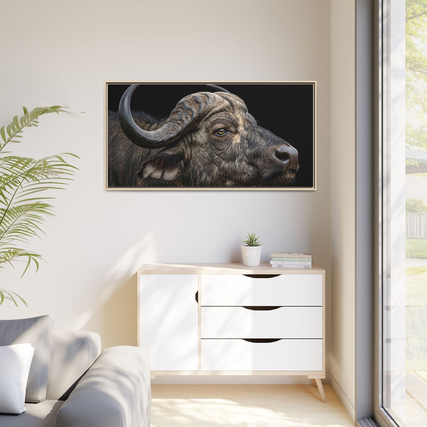 Framed Canvas Print — Cape Buffalo In Colour