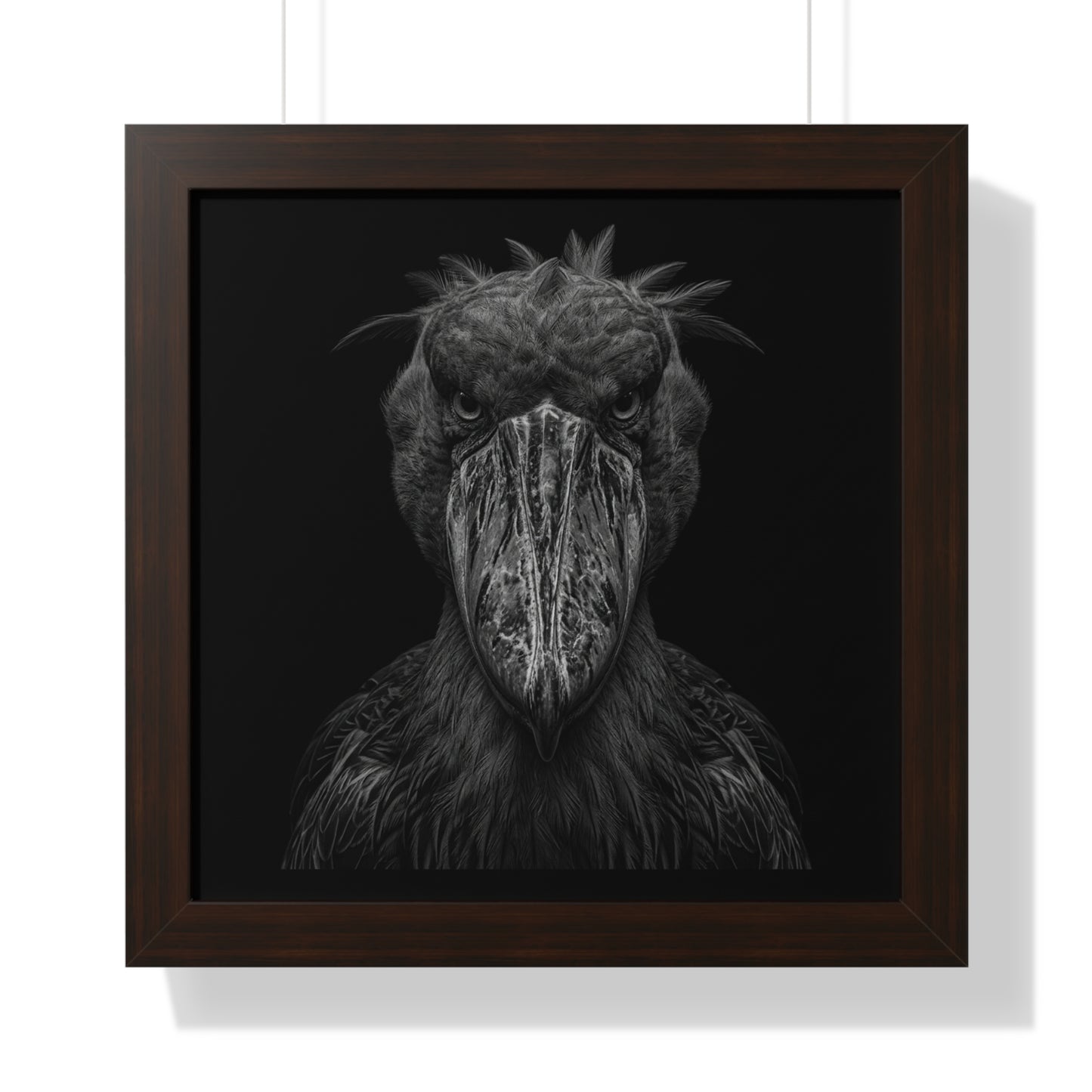 Framed Art Print – Shoebill Stork In Black
