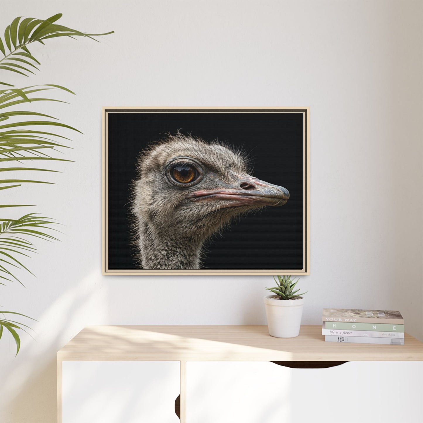 Framed Canvas Print — Ostrich In Colour