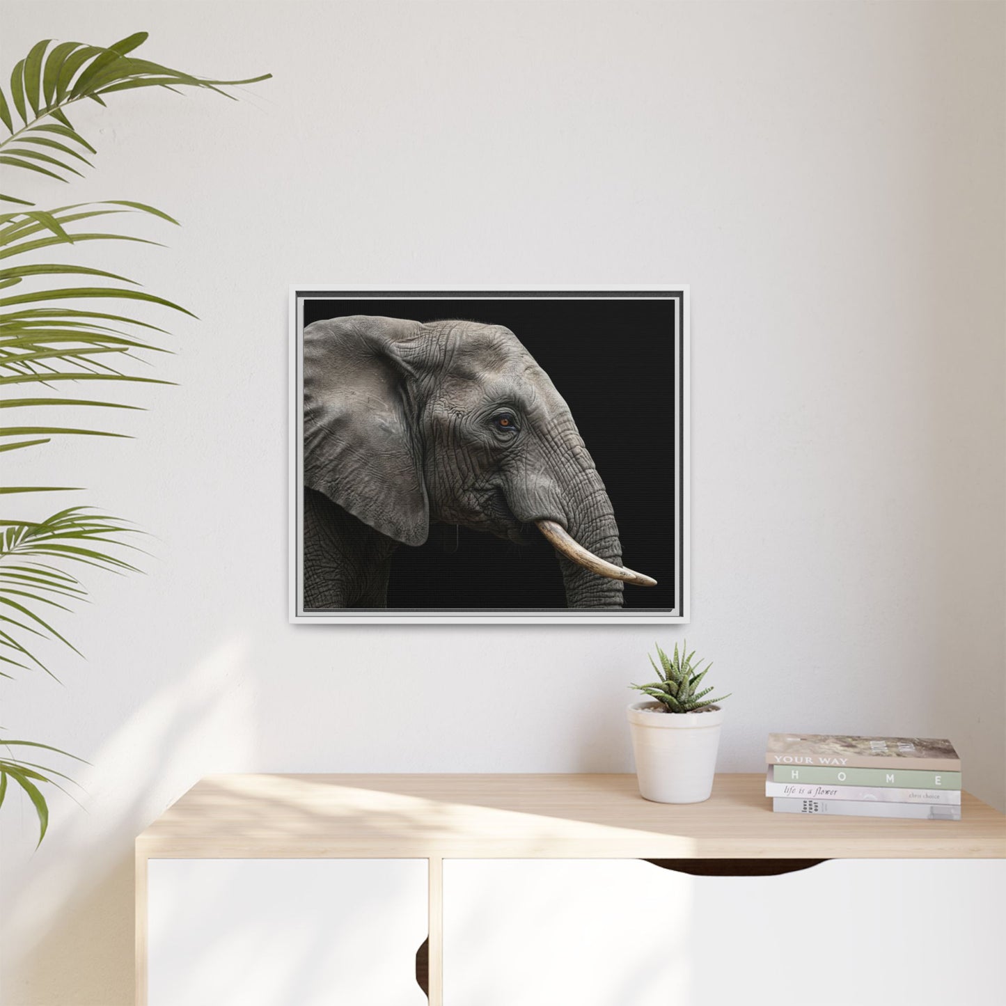 Framed Canvas Print — Elephant In Colour