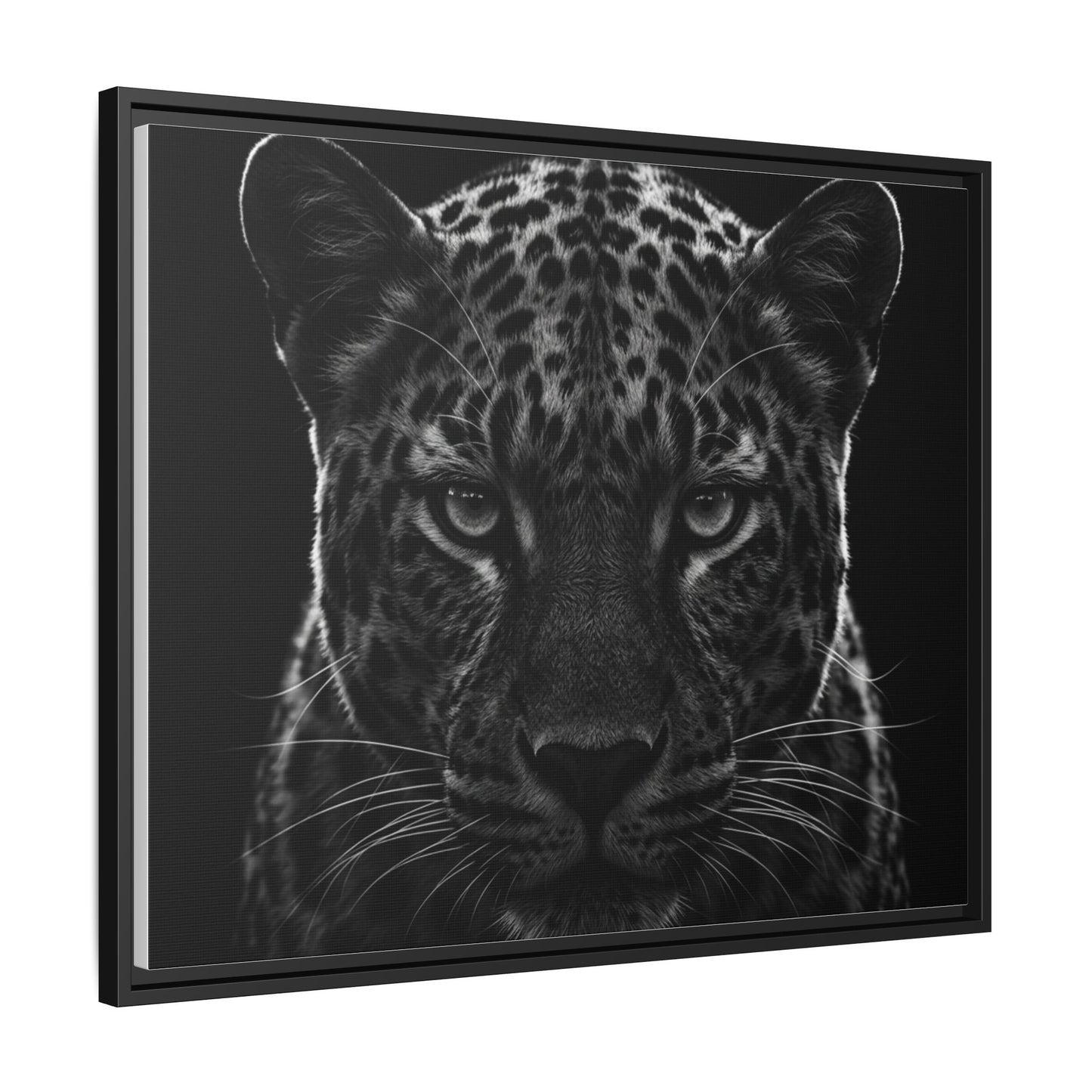 Framed Canvas Print — Leopard In Black