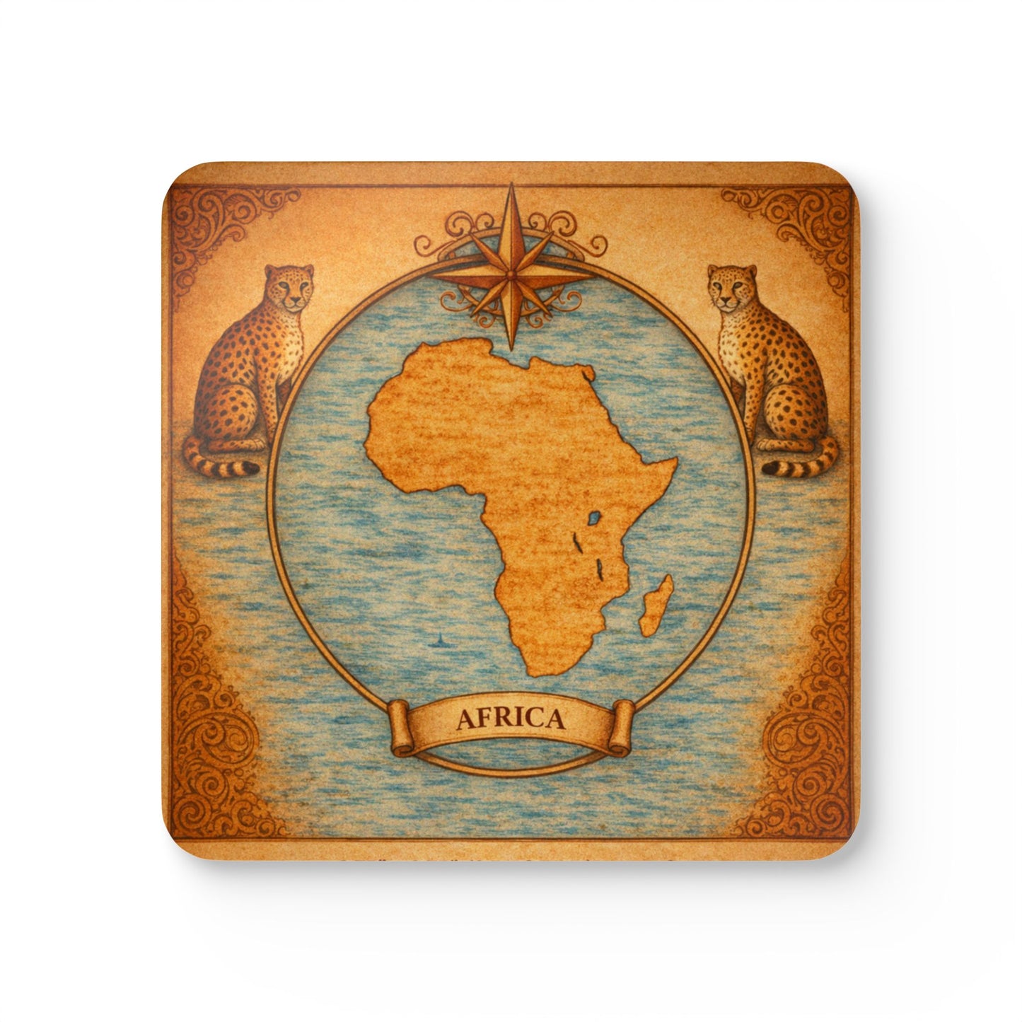Coaster Set — Cartography Afrika - Leopard