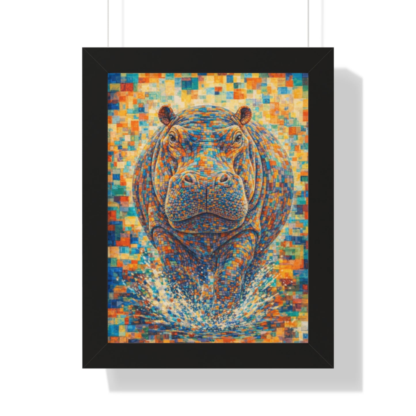 Framed Print — Hippopotamus Cubism