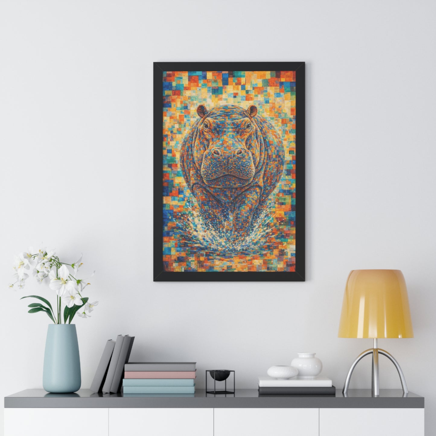 Framed Print — Hippopotamus Cubism