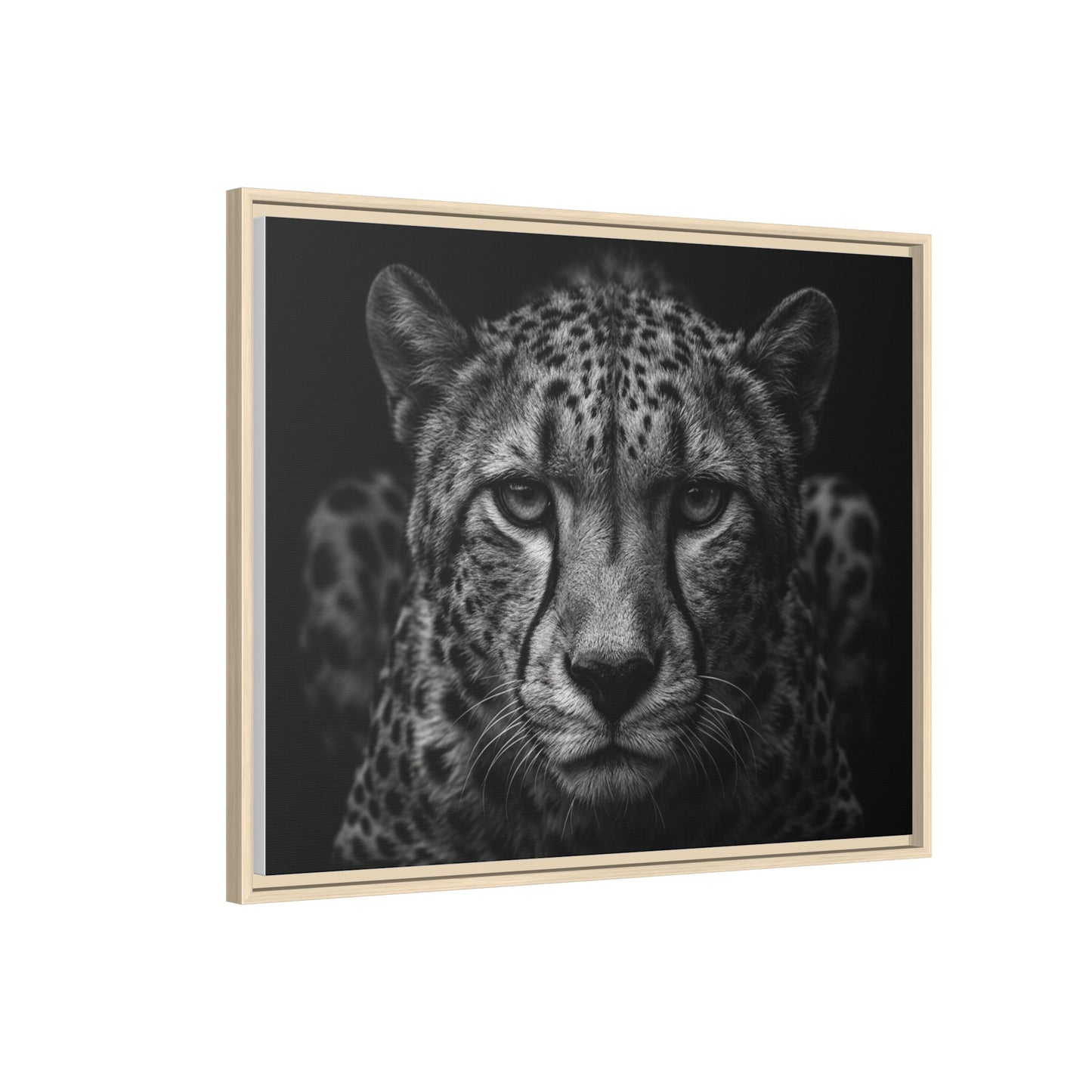 Framed Canvas Print — Cheetah In Black
