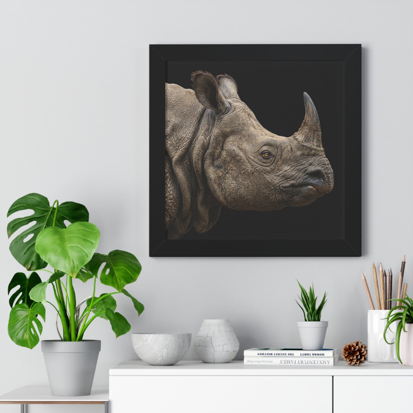 Framed Art Print –  Rhinoceros In Colour
