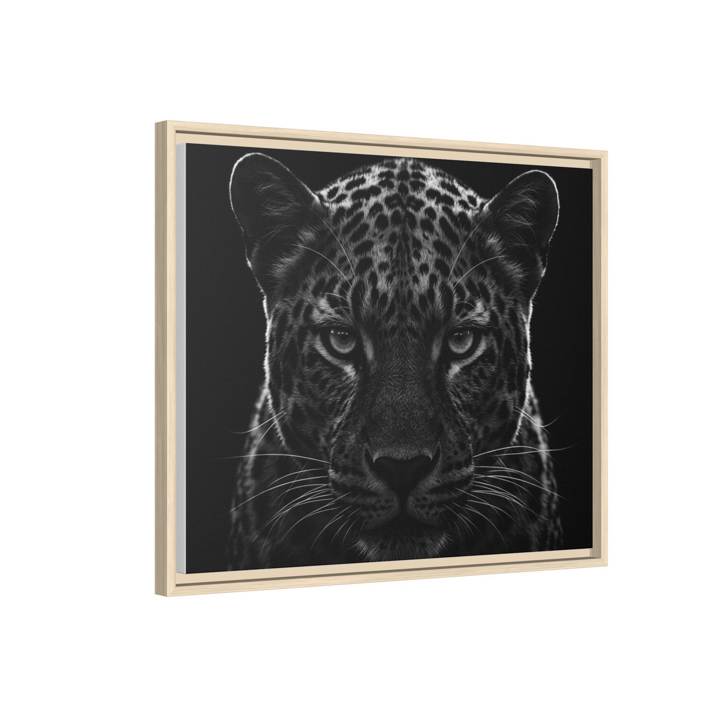Framed Canvas Print — Leopard In Black
