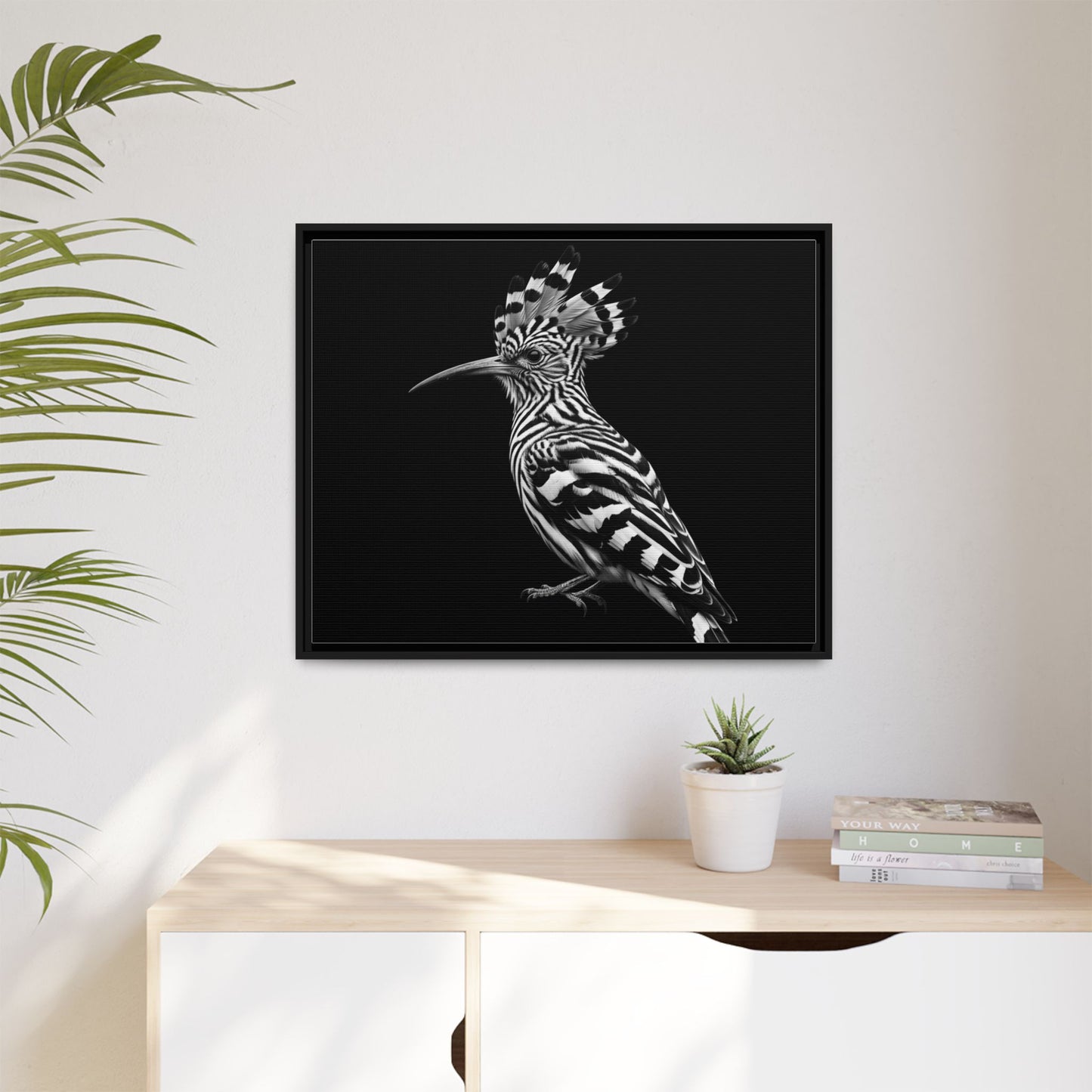 Framed Canvas Print — Afrikan Hoopoe In Black