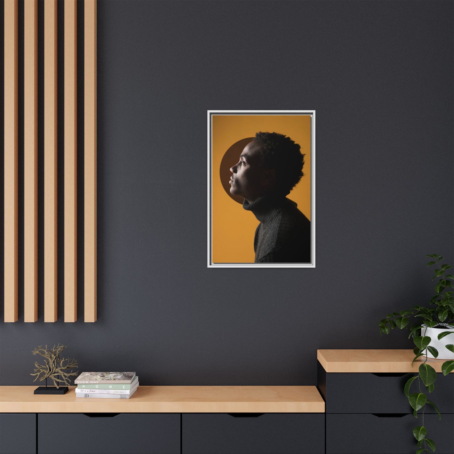 Framed Canvas Print — Profile of Young Man