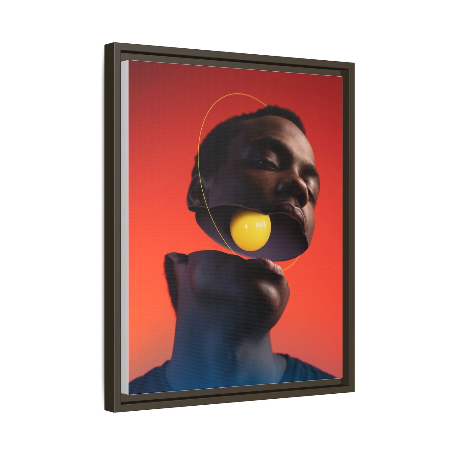 Framed Canvas Print — Floating Face With Yellow Orb
