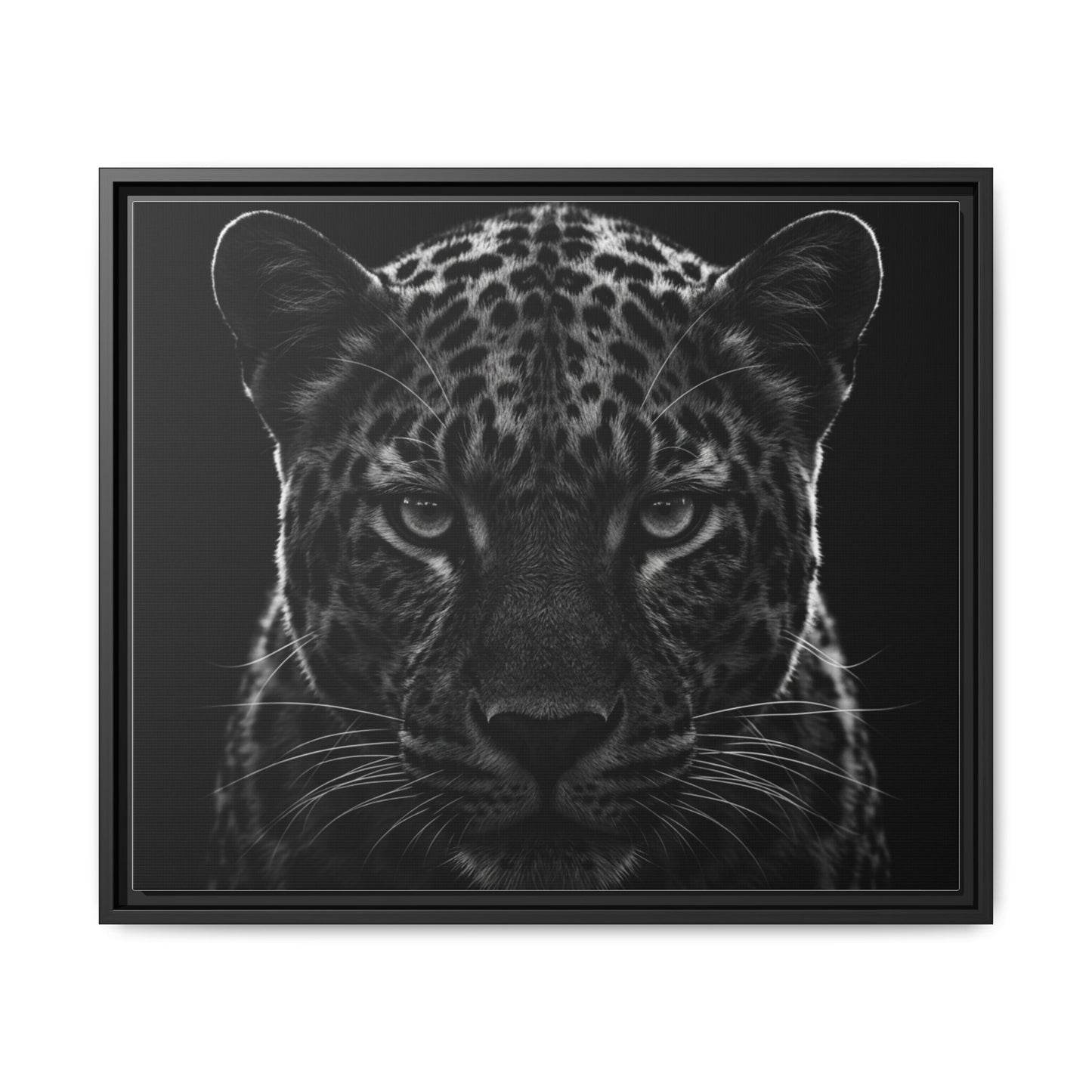 Framed Canvas Print — Leopard In Black