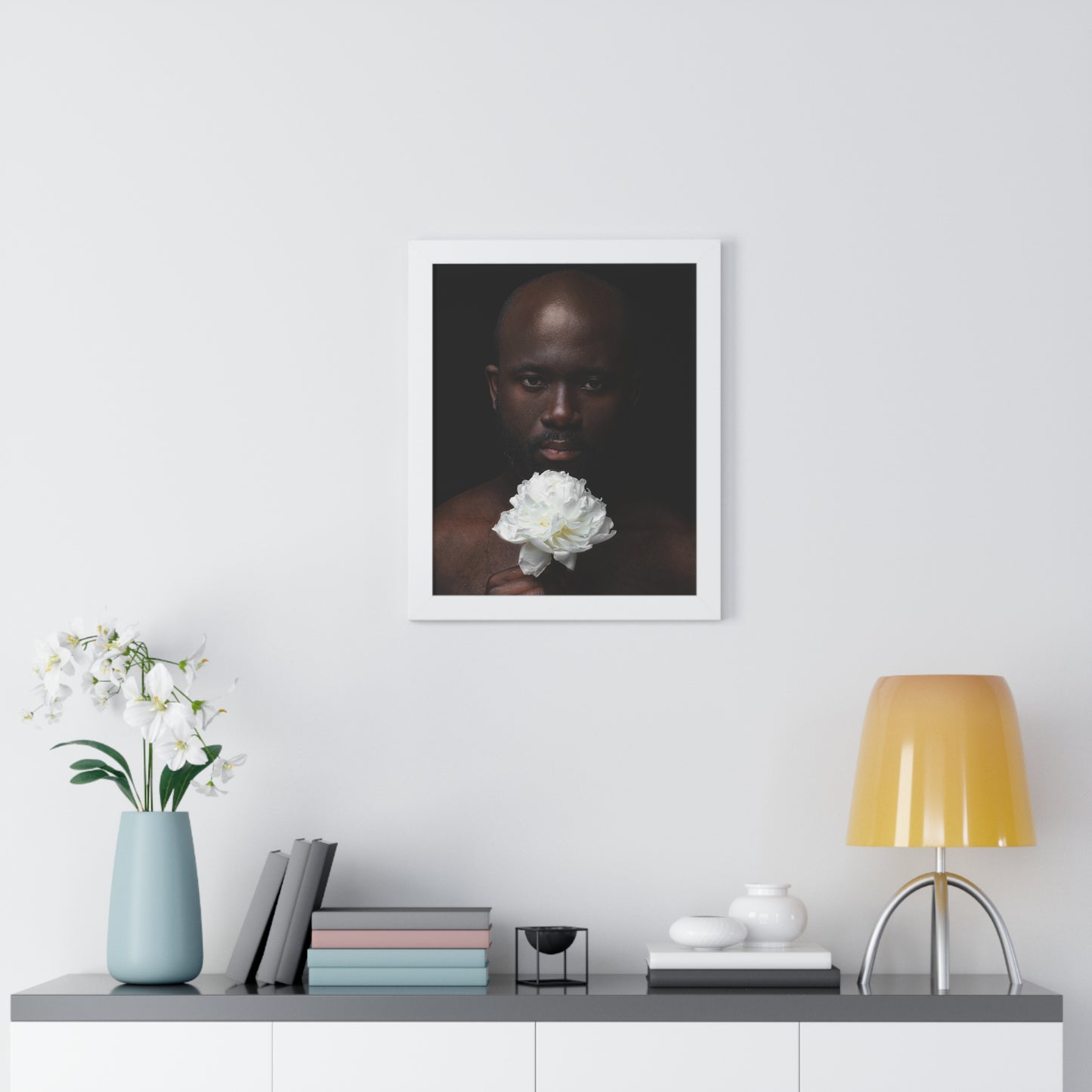 Framed Print — Portrait of Man with Flower No. 1